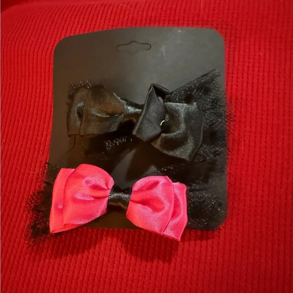 Stylish Black and Pink Hair Clip Bows